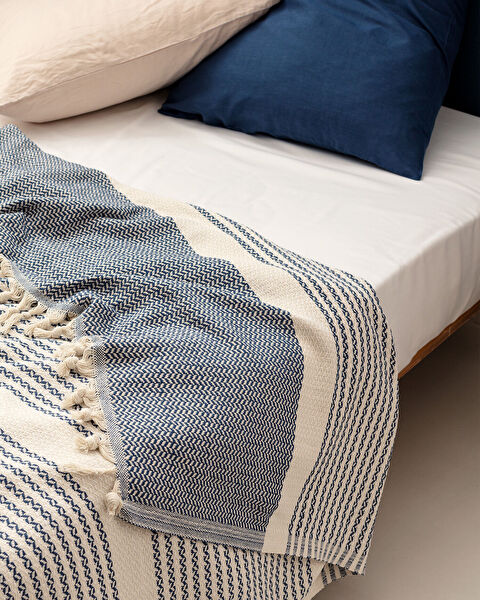 Denney Doppelbett-Tagesdecke - Ecru/Indigo - 2