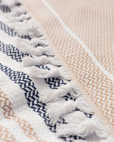 Couvre-lit double Sheryl - Beige/Bleu Marine - 3