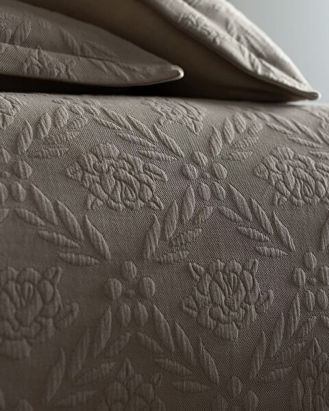 Couvre-lit King Size Floralies - Collection Luxe - Beige - 5