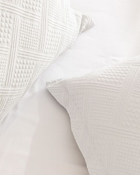 Triangle King Size %100 Pamuk Yatak Örtüsü - Beyaz - Lüks Koleksiyon - 4