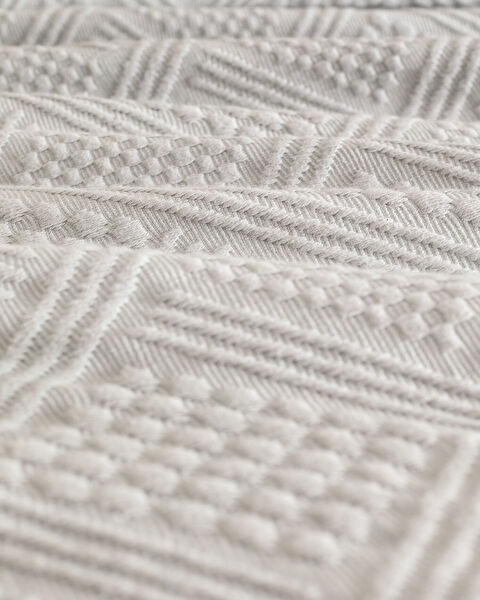 Triangle King Size %100 Pamuk Yatak Örtüsü - Gri - Lüks Koleksiyon - 6