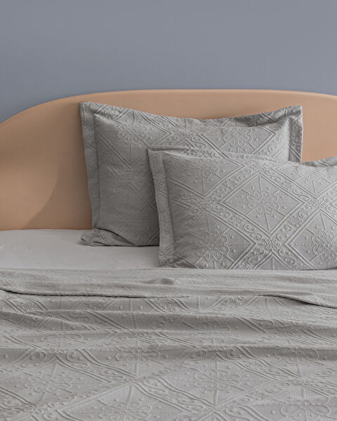 Marjolaina 100% Cotton King Size Bedspread - Grey - 3