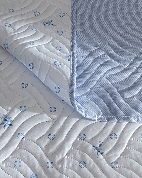 Dace King Size Printed Bedspread - Blue - 5