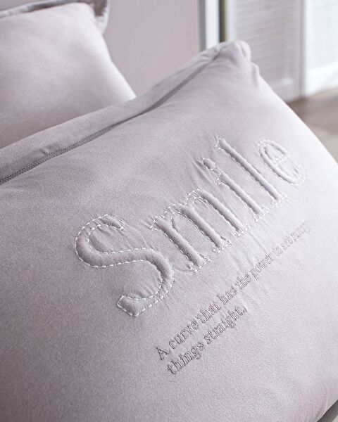 Bobigny King Size Pamuklu SuperSoft Comforter Set - Gri - 6