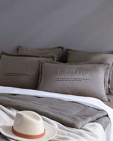 Bobigny King Size Pamuklu SuperSoft Comforter Set - Antrasit - 4