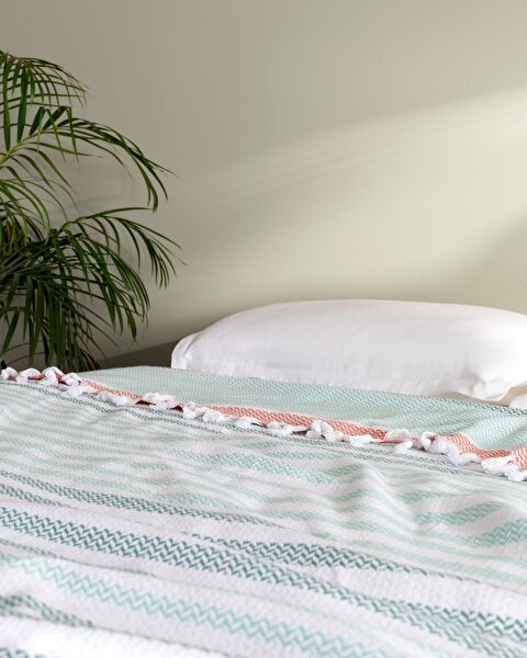 Sheryl eenpersoonsbedsprei - Wit / Mintgroen - 1