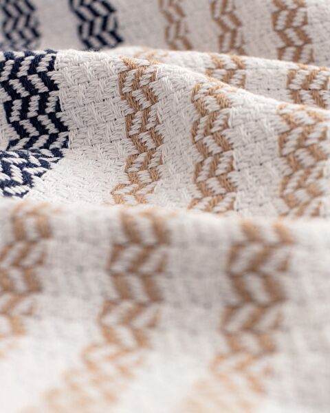 Couvre-lit simple Sheryl - Beige/Bleu marine - 4