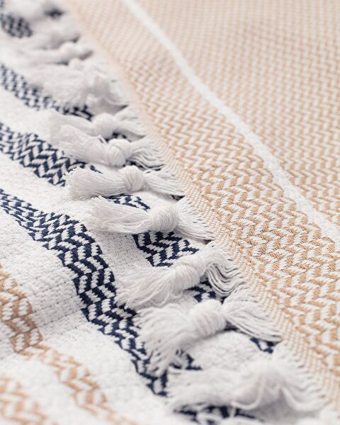 Couvre-lit simple Sheryl - Beige/Bleu marine - 3