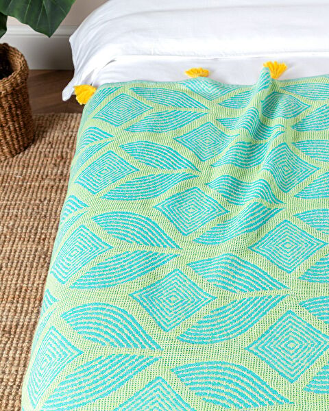 Cateline Eenpersoonssprei - Blauw/Groen - 4