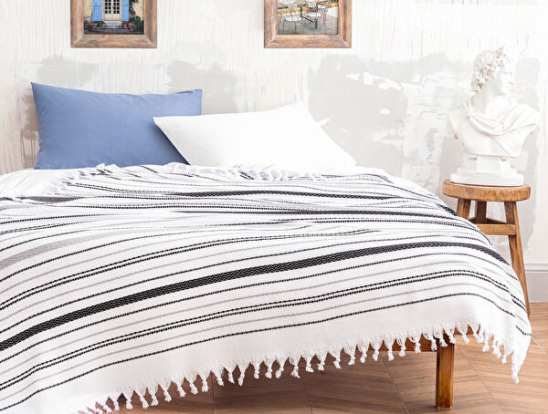 Couvre-lit simple Arjeta - Noir/Gris - 0