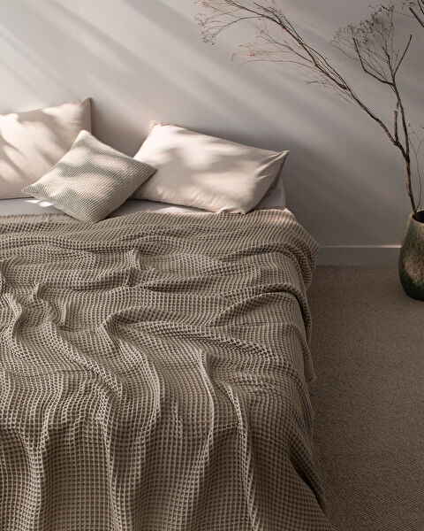 Couvre-lit simple 100 % coton Beatrice - Beige - 1