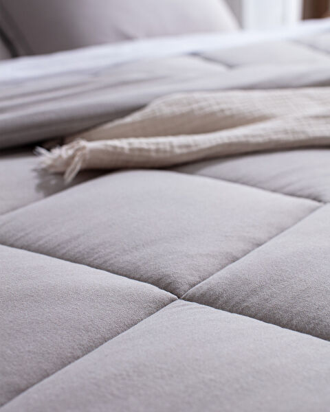 Ensemble d'édredon SuperSoft en coton simple Bobigny - Gris clair - 5