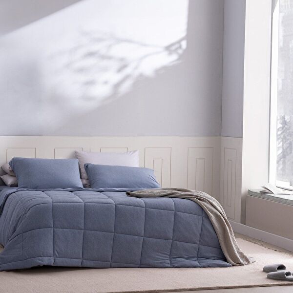 İlus Eenpersoons Bamboe Dekbedset - Blauw - 0