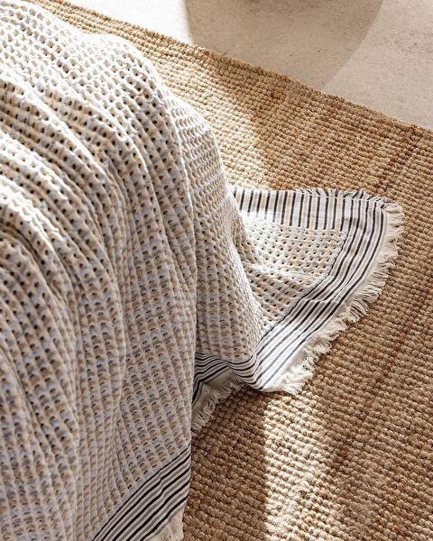 Bresdon Einzelbettdecke aus 100 % Baumwolle – Beige/Blau - 3