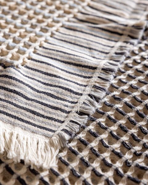 Bresdon Einzelbettdecke aus 100 % Baumwolle – Beige/Blau - 4