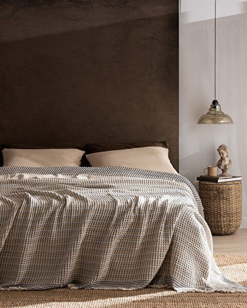 Bresdon Einzelbettdecke aus 100 % Baumwolle – Beige/Blau - 0