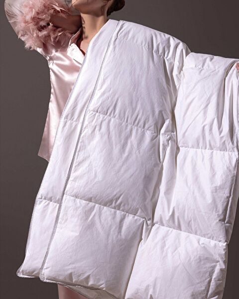 Edmon Tek Kişilik Kaz Tüyü Yorgan - Beyaz - 1