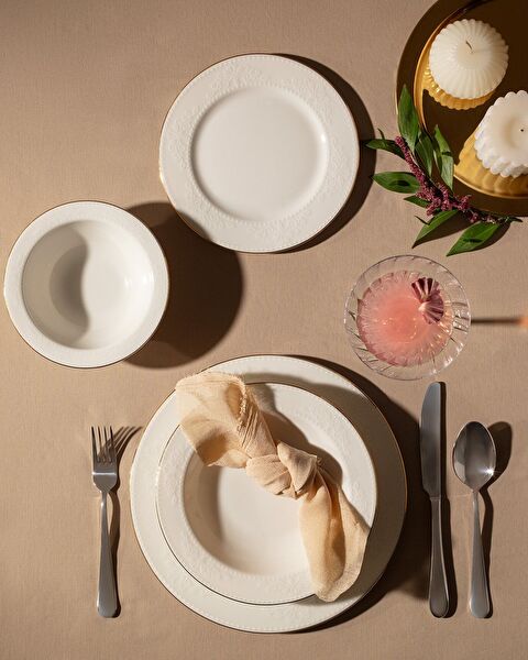 Relief 24 Parça Yemek Takımı Gold/platin - 0