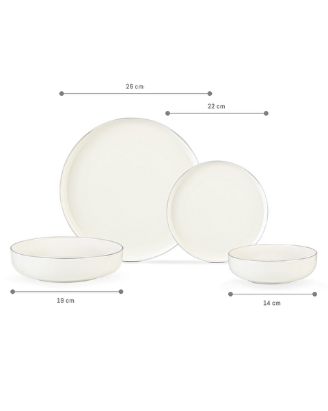 Madelyn 6 Kişilik 24 Parça Yemek Takımı - Gold/Platin - 6