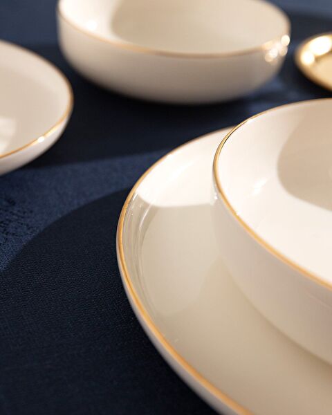 Madelyn Altın Yaldızlı 6 Kişilik 24 Parça Yemek Takımı - Beyaz/Gold - 4