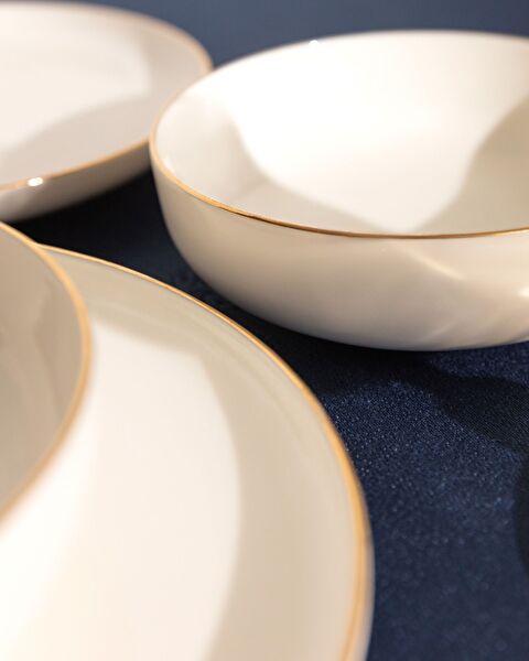 Madelyn Altın Yaldızlı 6 Kişilik 24 Parça Yemek Takımı - Beyaz/Gold - 3