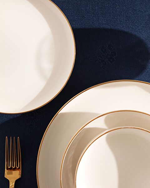 Madelyn Altın Yaldızlı 6 Kişilik 24 Parça Yemek Takımı - Beyaz/Gold - 2