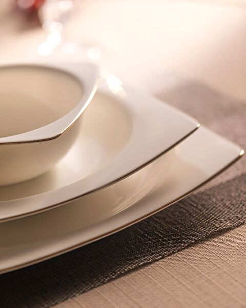 Ethan Altın Yaldızlı 6 Kişilik 24 Parça Yemek Takımı - Beyaz/Gold - 4