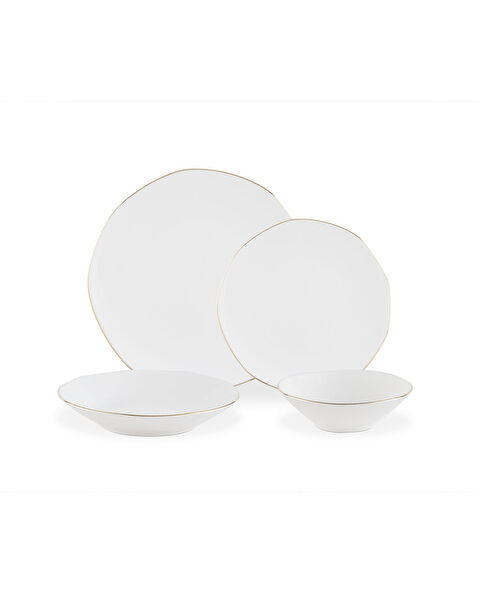 Collin 24 Piece Dinner Set for 6 People - White/Gold - 6