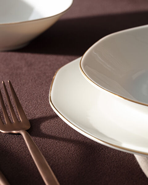 Collin 24 Piece Dinner Set for 6 People - White/Gold - 4