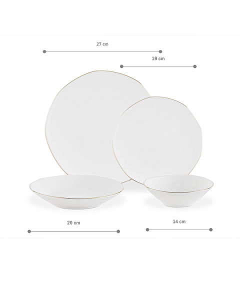 Collin 24 Piece Dinner Set for 6 People - White/Gold - 7