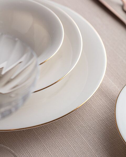 Dormir 6 Kişilik 24 Parça Yemek Takımı - Beyaz/Gold - 2
