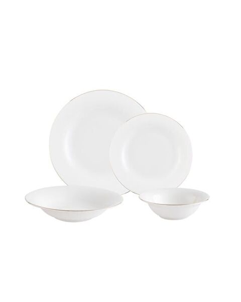 Dormir 6 Kişilik 24 Parça Yemek Takımı - Beyaz/Gold - 4