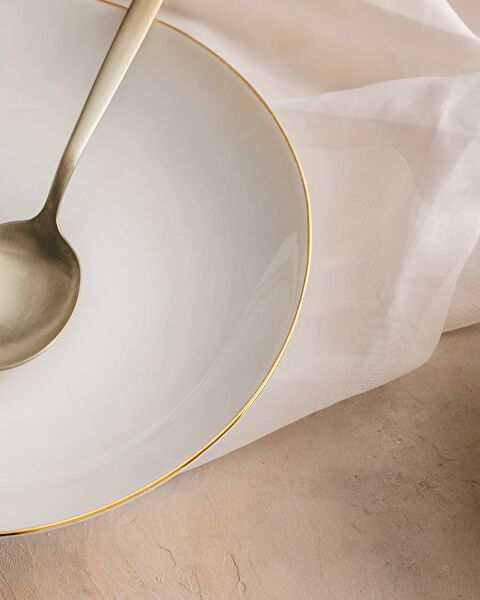 Bormio 6 Kişilik 24 Parça Yemek Takımı - Beyaz/Gold - 3