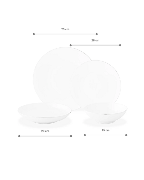 Ravello 6 Kişilik 24 Parça Yemek Takımı - Beyaz/Silver - 6