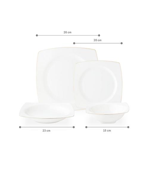 Nova 6 Kişilik 24 Parça Yemek Takımı - Beyaz/Gold - 5