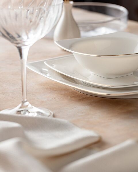 Nova 6 Kişilik 24 Parça Yemek Takımı - Beyaz/Gold - 1