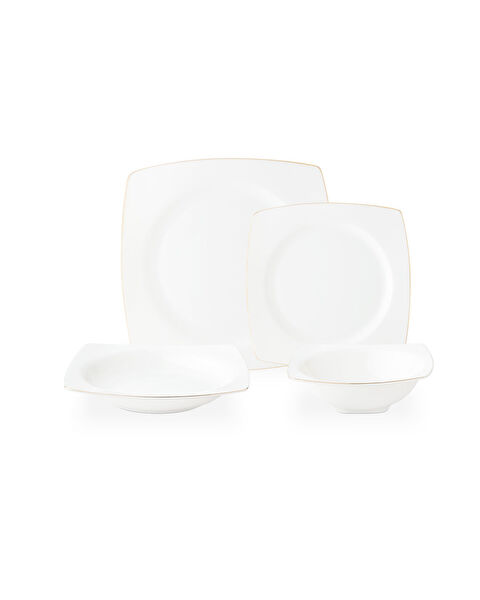 Nova 6 Kişilik 24 Parça Yemek Takımı - Beyaz/Gold - 4