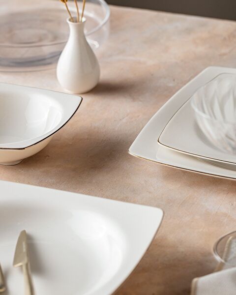 Nova 6 Kişilik 24 Parça Yemek Takımı - Beyaz/Gold - 2