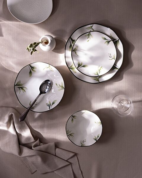 Locus 24 Piece Dinner Set for People White/Green Price and