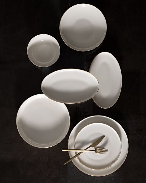 Mirage 27 Piece Dinner Set for 6 People - White/Gold - 0