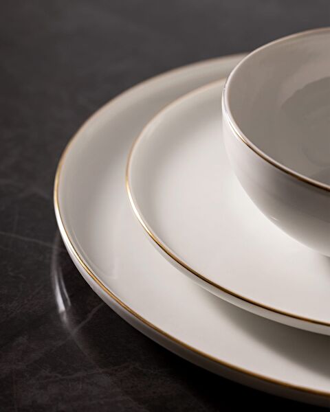 Mirage 27 Piece Dinner Set for 6 People - White/Gold - 1