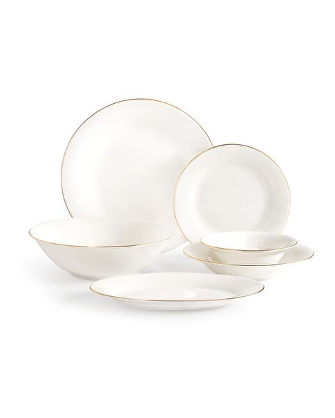 Solara 6 Kişilik 27 Parça Yemek Takımı - Beyaz/Gold - 0