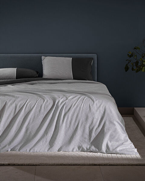 Leal Printed Satin Duvet Cover Set - 0