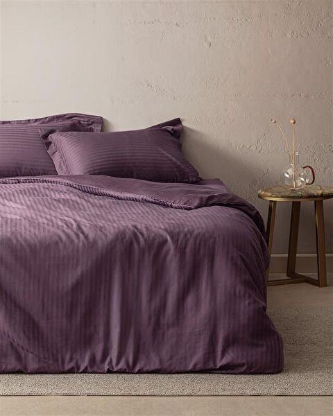 Elicia King Size Çizgili Saten Nevresim Takımı - 0