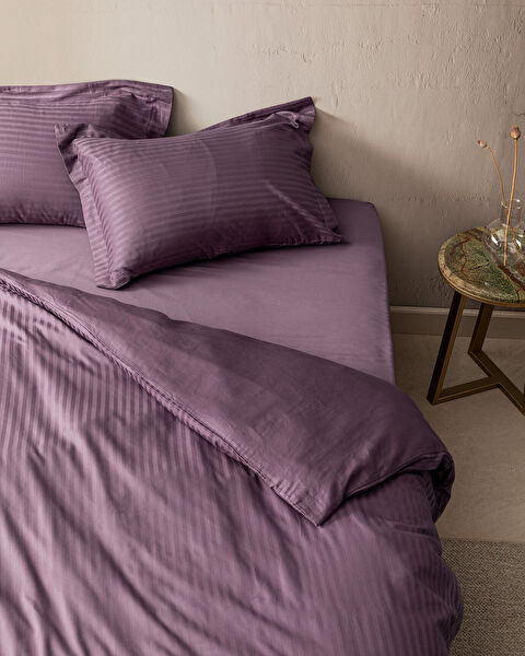 Elicia King Size Çizgili Saten Nevresim Takımı - 1