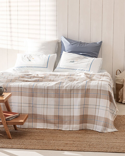 Musette King Size Karde Baskılı Pike Takımı - Bej - 0