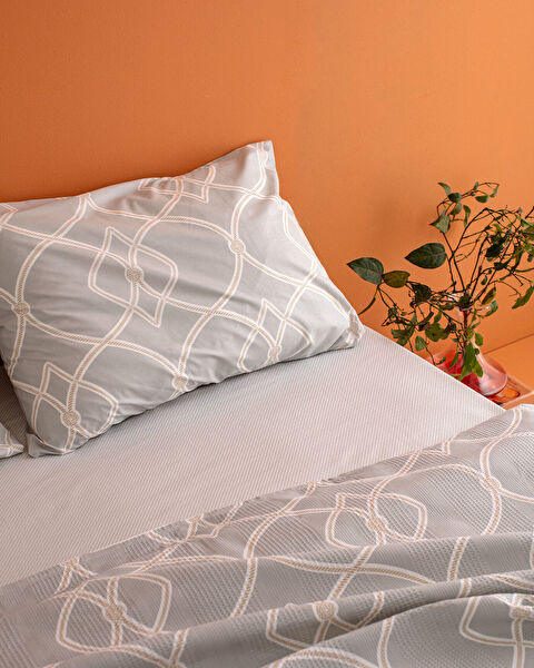 Fonte King Size %100 Pamuk Karde Baskılı Pike Takımı - Gri - 2