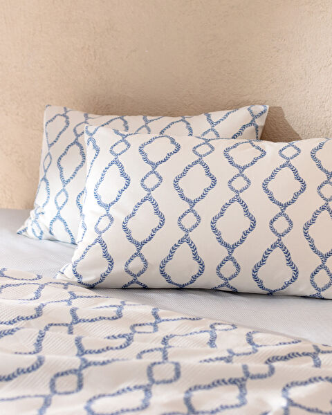 Belda Single 100% Cotton Carded Printed Pique Set - Navy Blue - 3